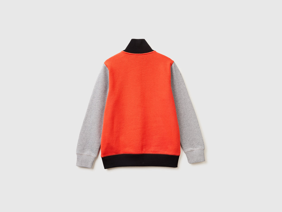 Felpa con zip in puro cotone