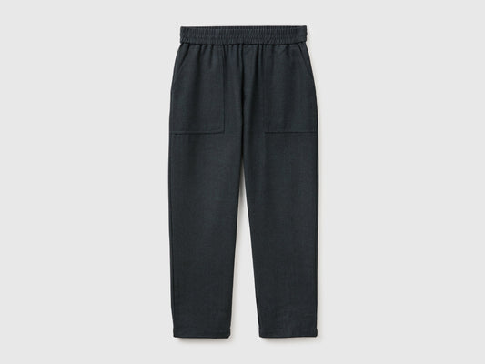 Joggers cropped in misto lana