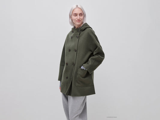 Cappotto doppiopetto con cappuccio
