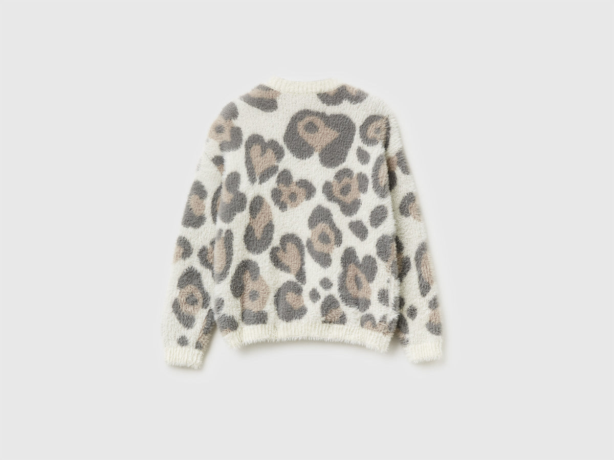 Maglione animalier in filato peloso