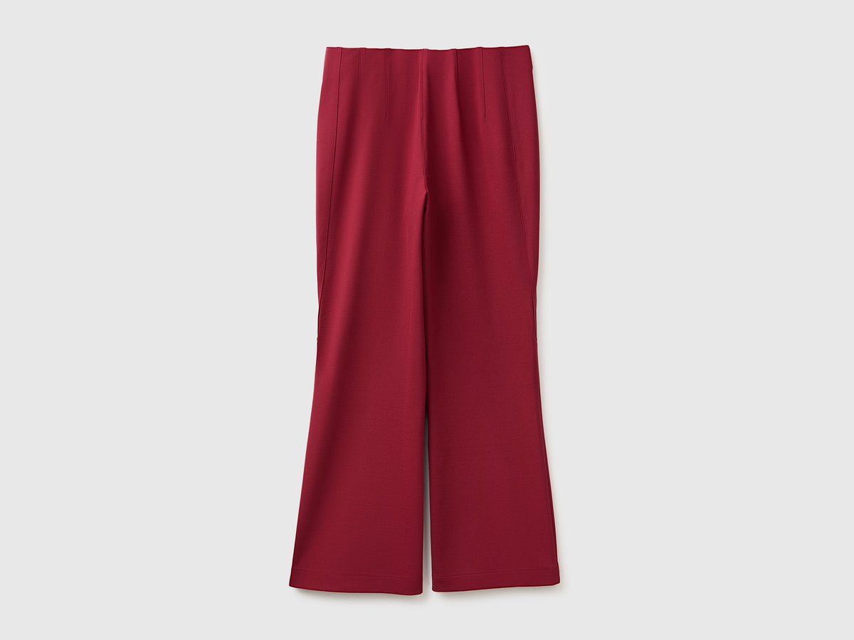 Pantaloni eleganti a trombetta in misto viscosa stretch