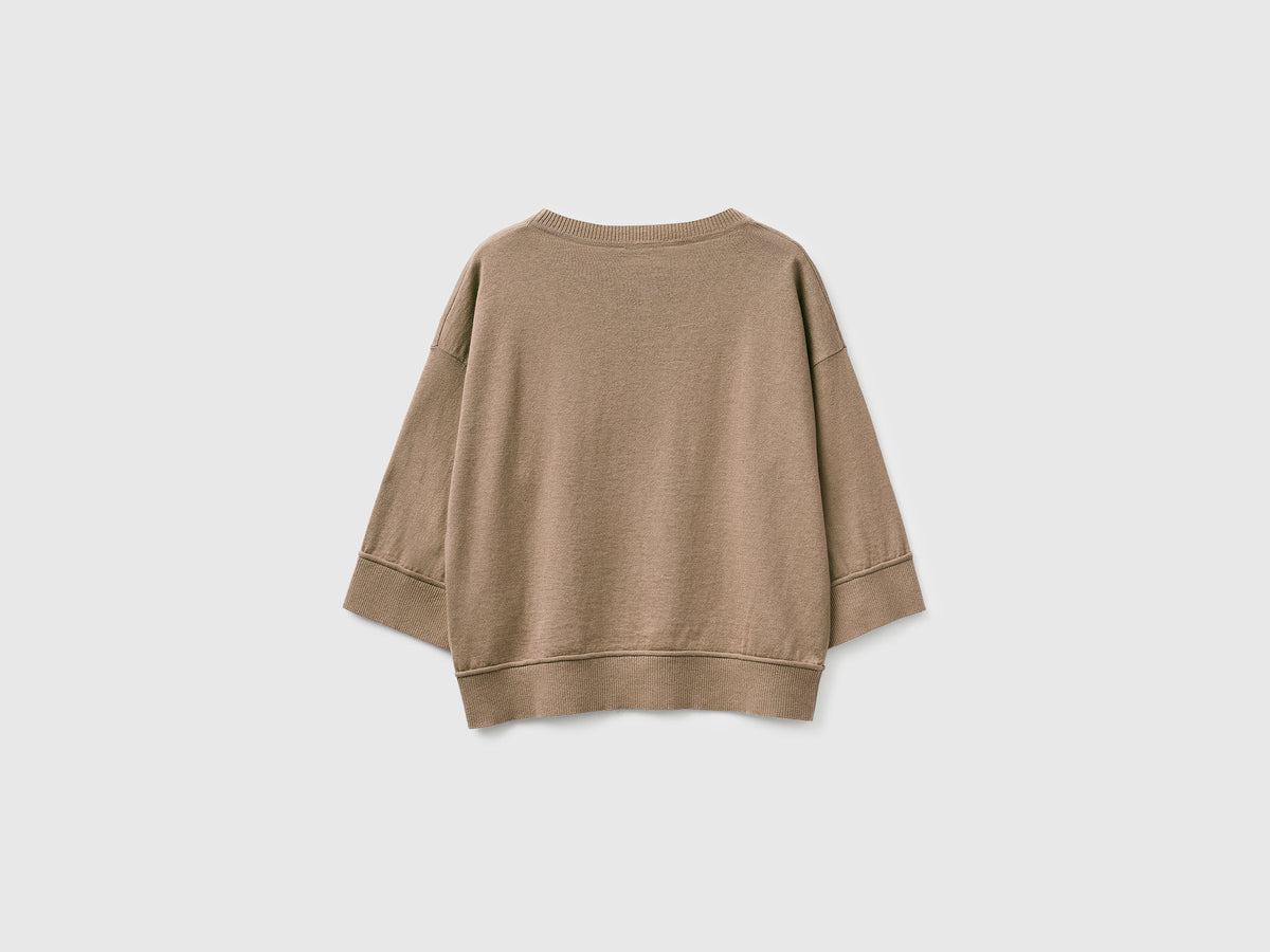 Maglia girocollo in cotone e lana