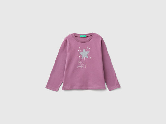 T-shirt con stampa glitter
