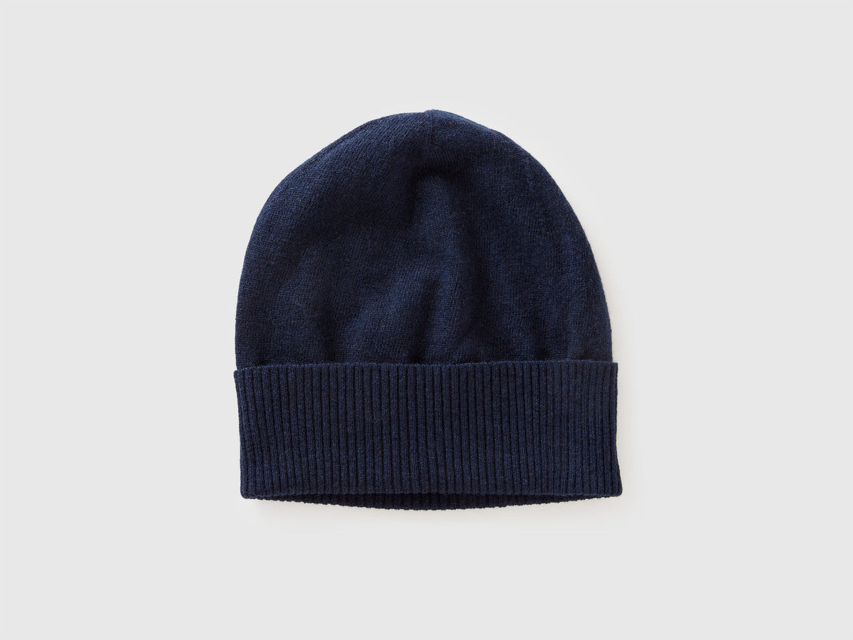Cappello blu scuro in pura lana Merino