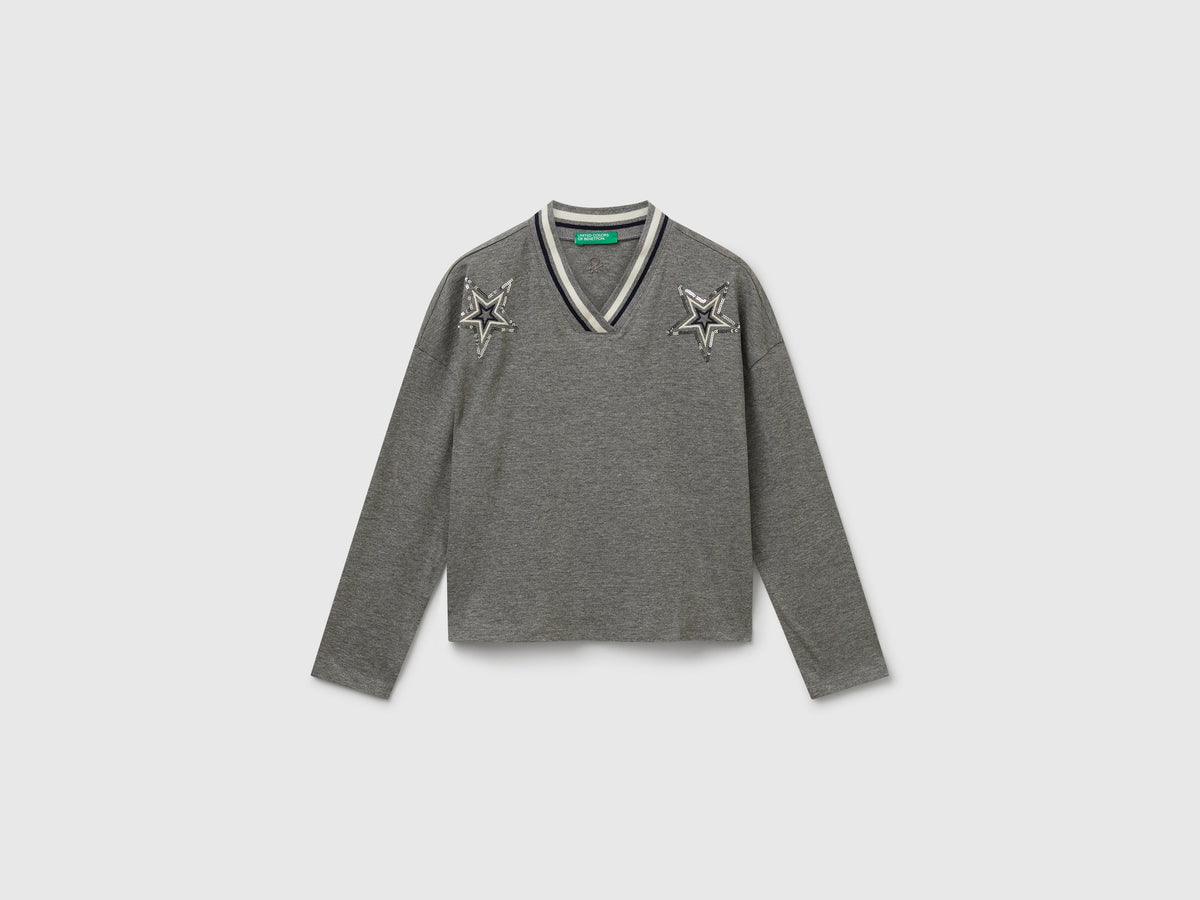 T-shirt con ricamo paillettes