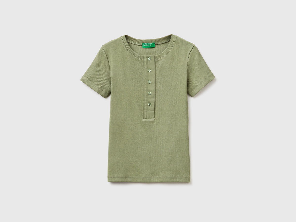 T-shirt serafino a costine