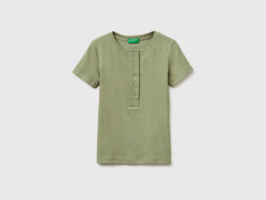 T-shirt serafino a costine