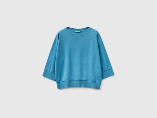 Maglia girocollo in cotone e lana
