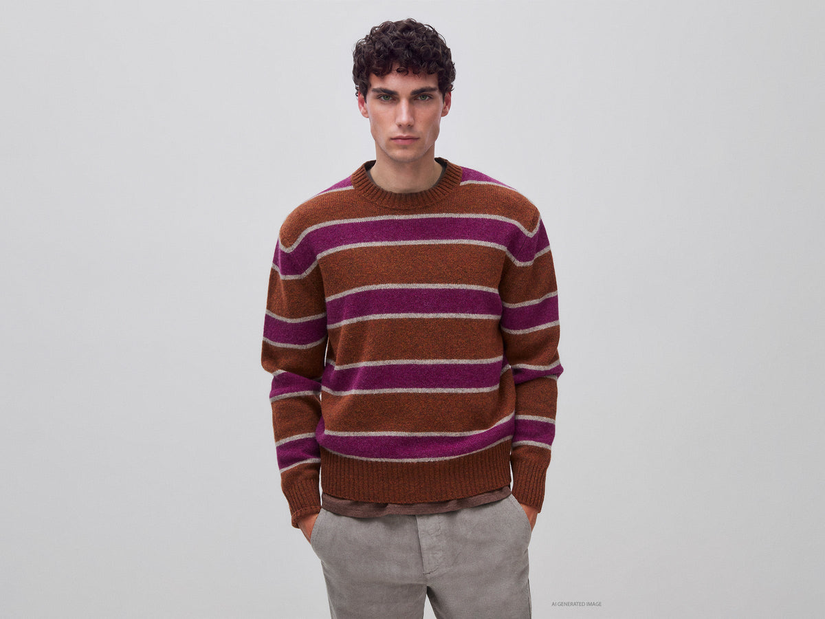 Maglia a righe 100% lana Shetland