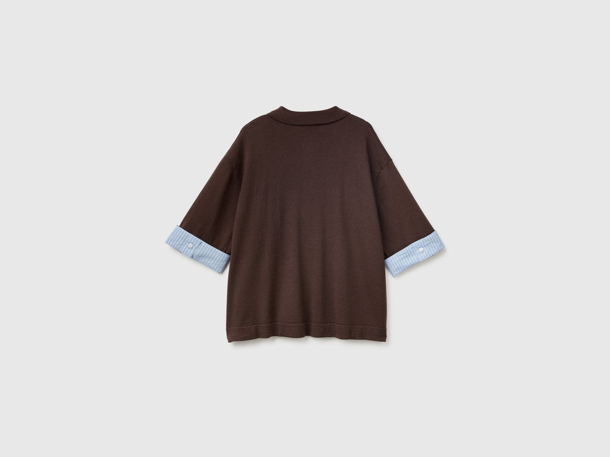 Maglia a polo in misto lana