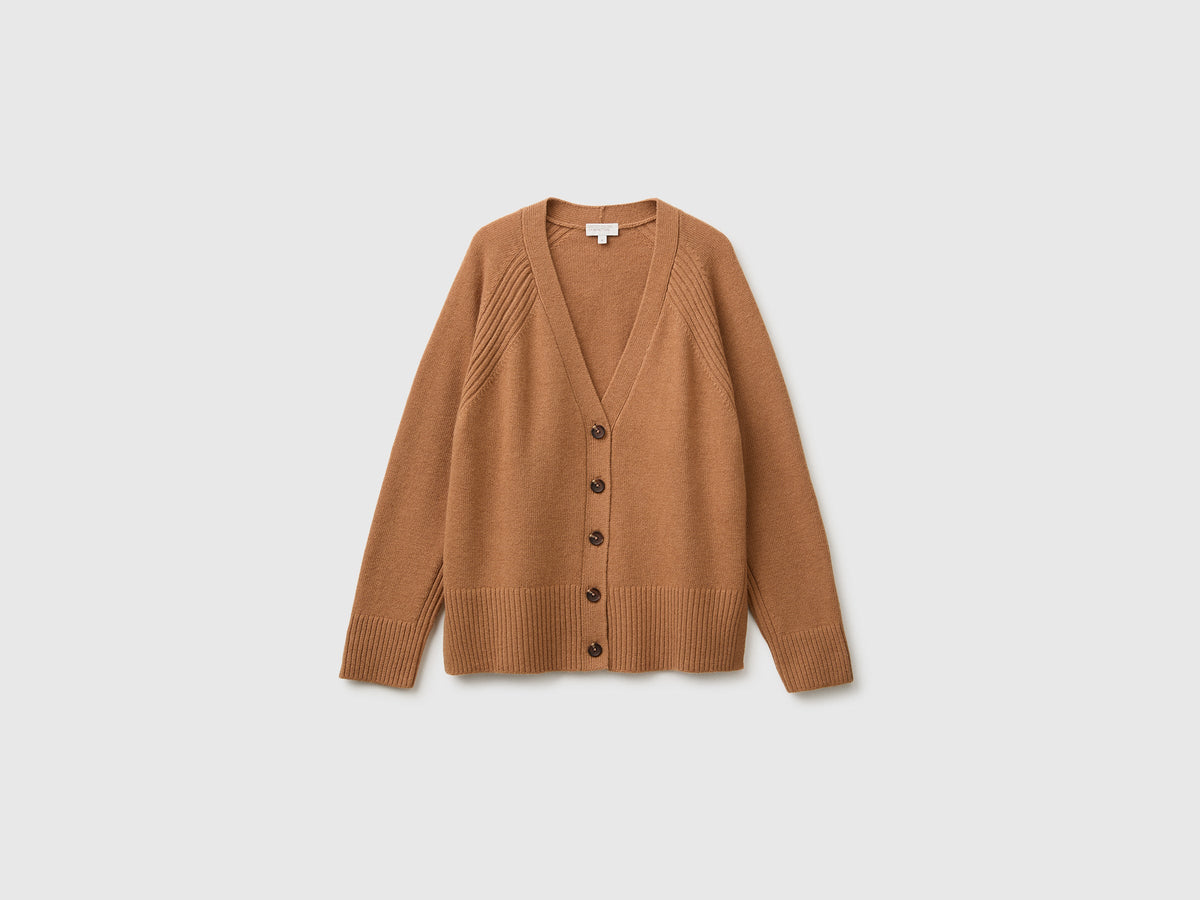 Cardigan over fit in misto lana