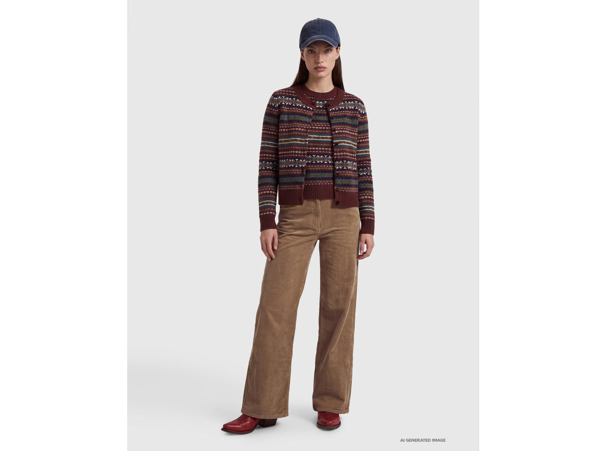 Cardigan jacquard in misto lana