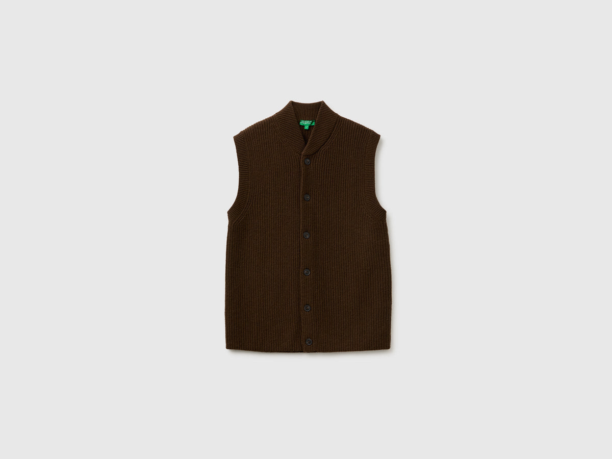 Gilet con bottoni in misto lana