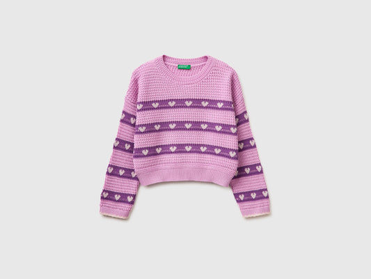Maglia con righe e cuori