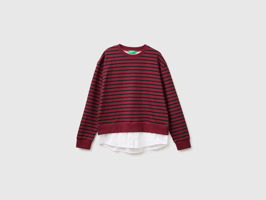 Felpa a righe con inserto a camicia