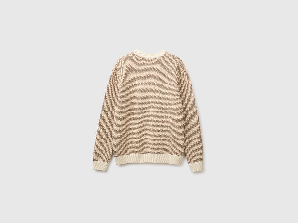 Maglia jacquard in misto lana e cotone