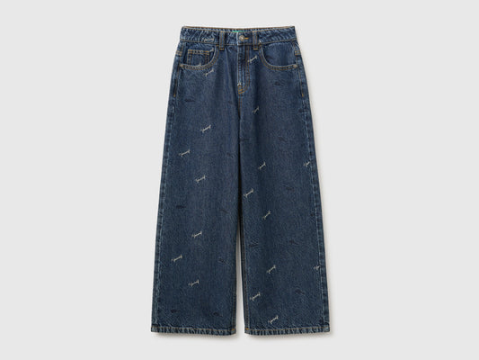 Jeans wide fit con ricami