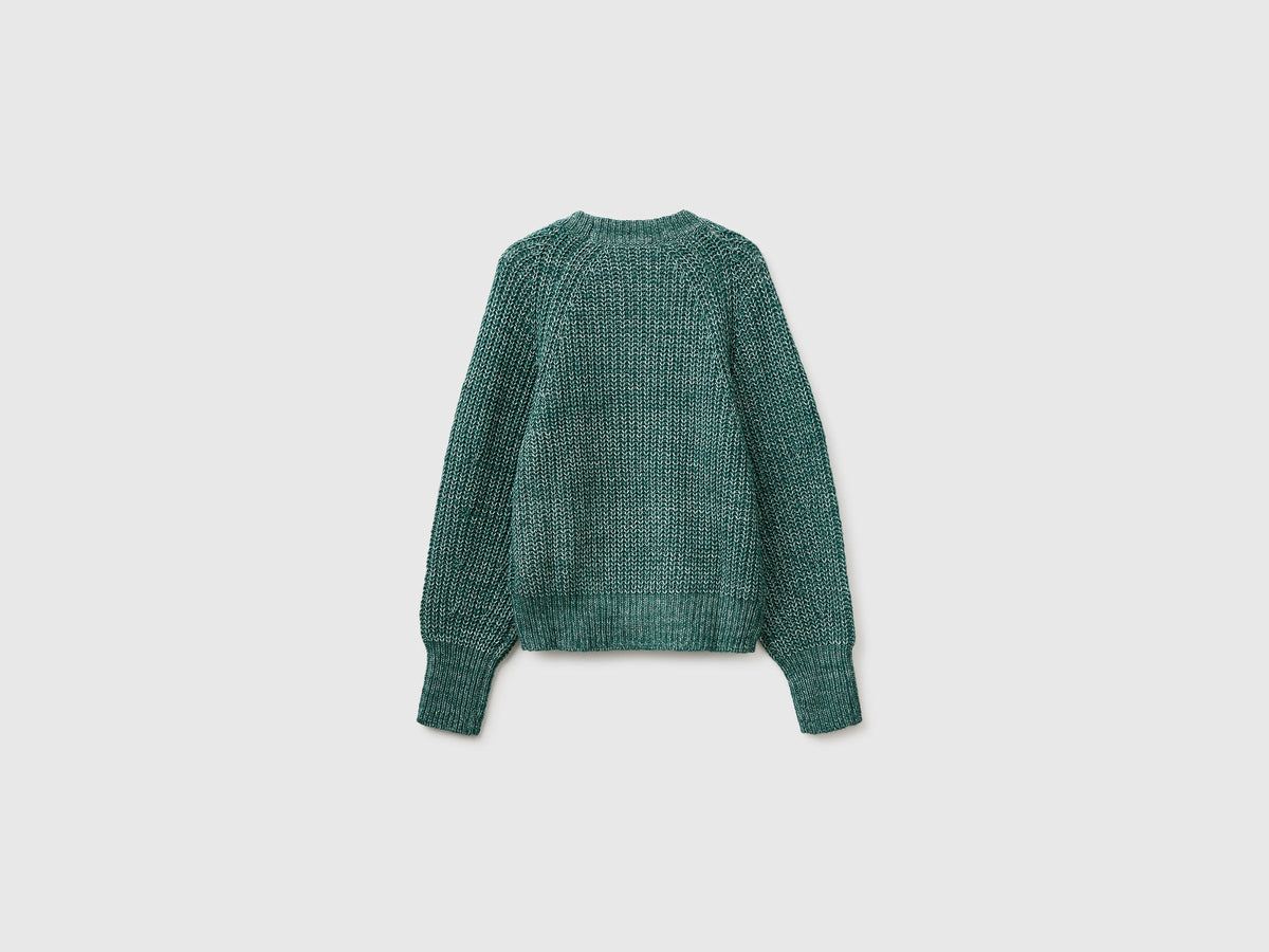 Maglia mélange in misto cotone e lana