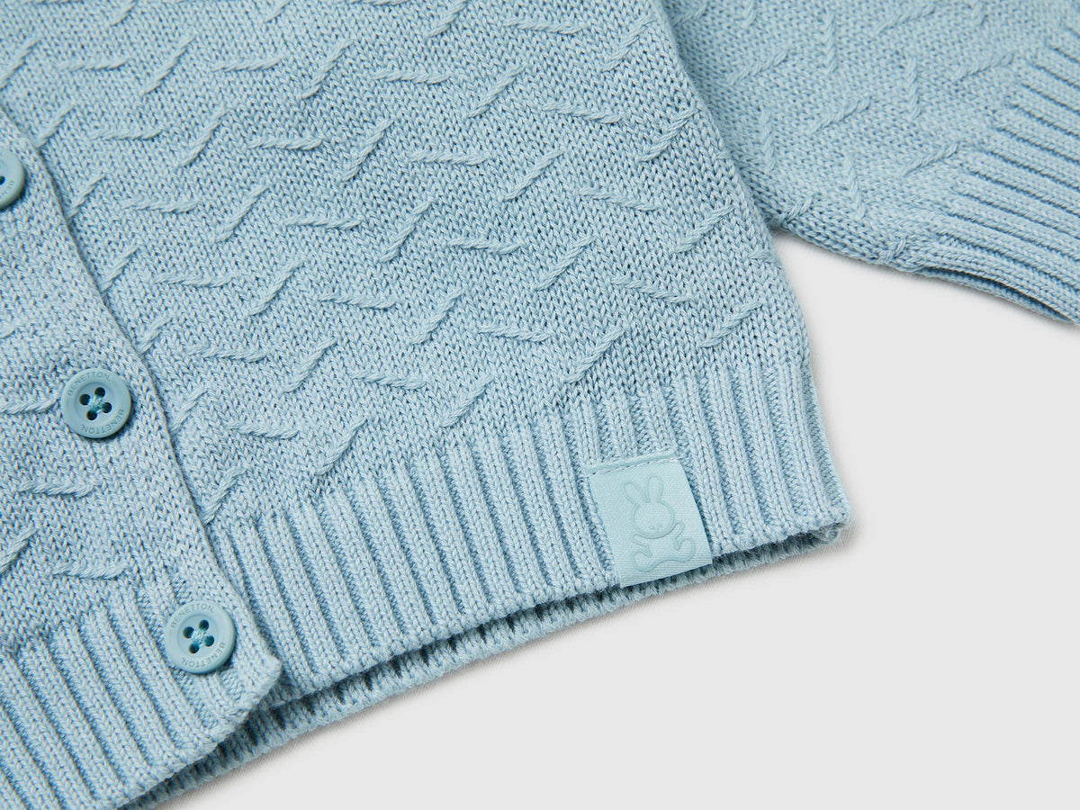 Cardigan girocollo in cotone bio