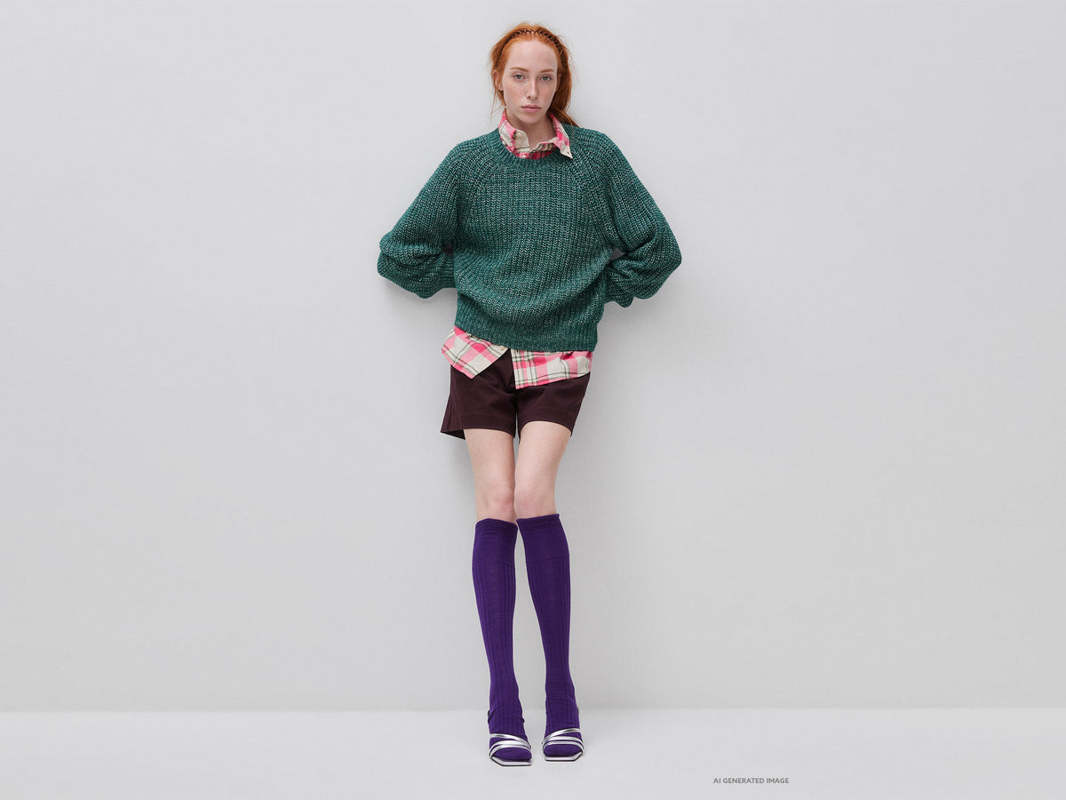 Maglia mélange in misto cotone e lana