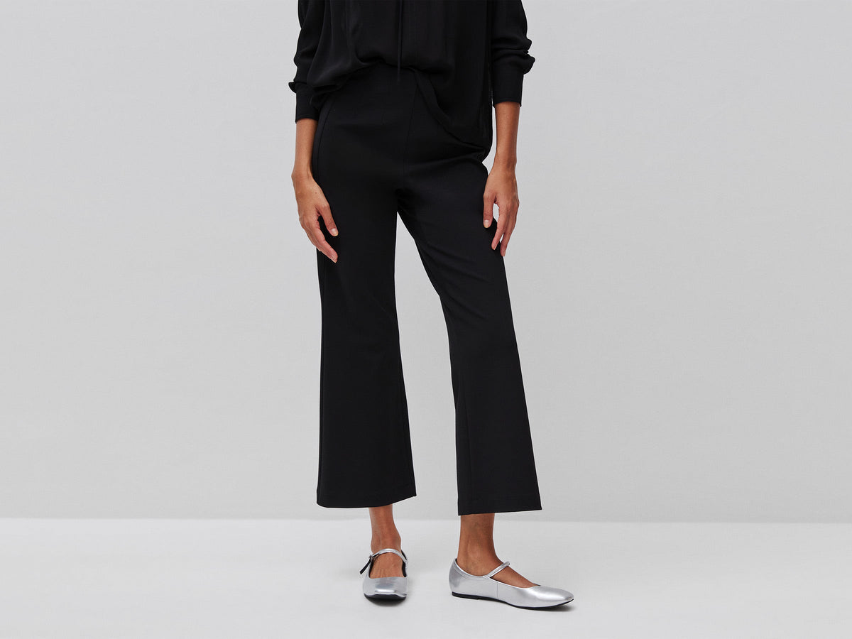 Pantaloni eleganti a trombetta in misto viscosa stretch
