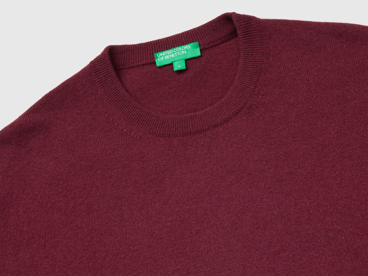 Maglia bordeaux in pura lana Merino