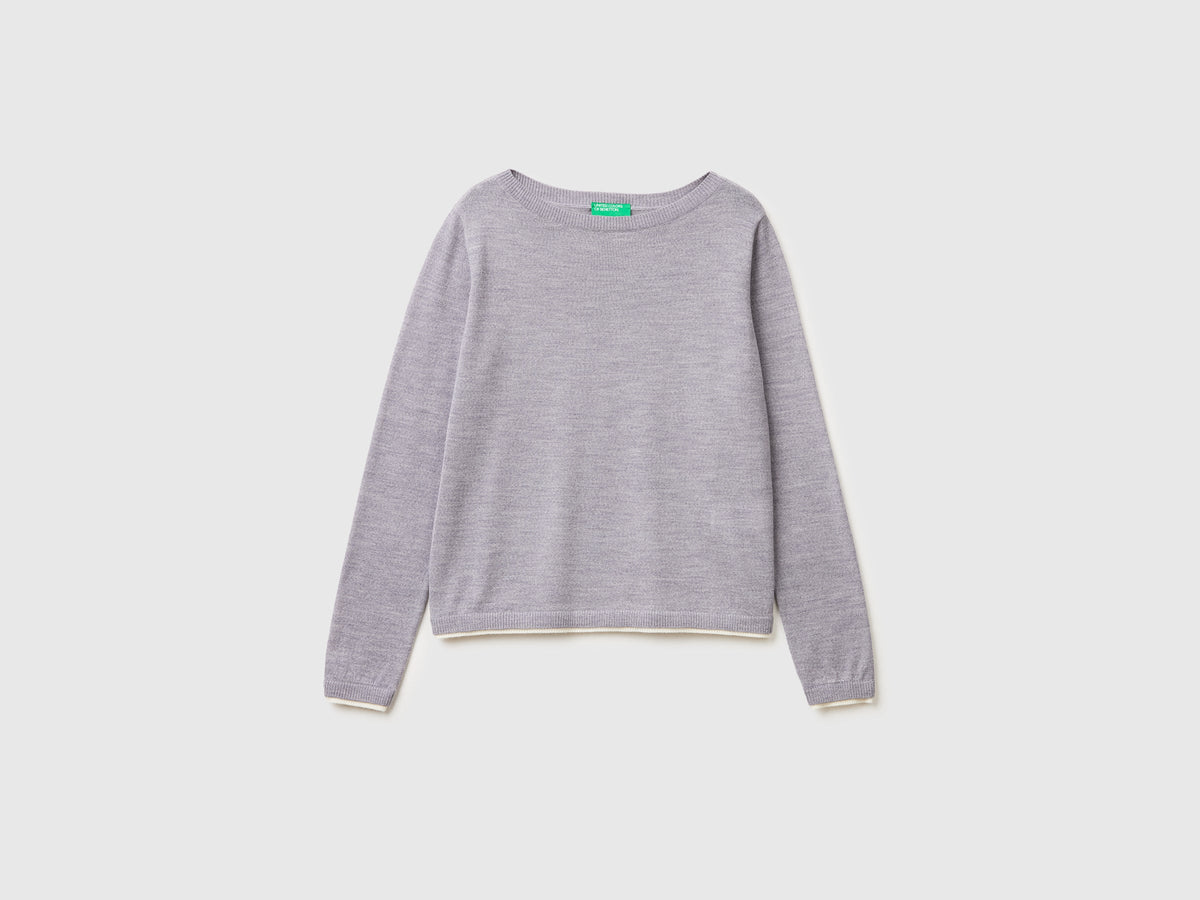 Maglia scollo a barchetta 100% lana Merino