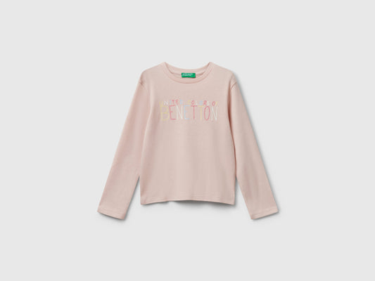 T-shirt con logo glitter in cotone