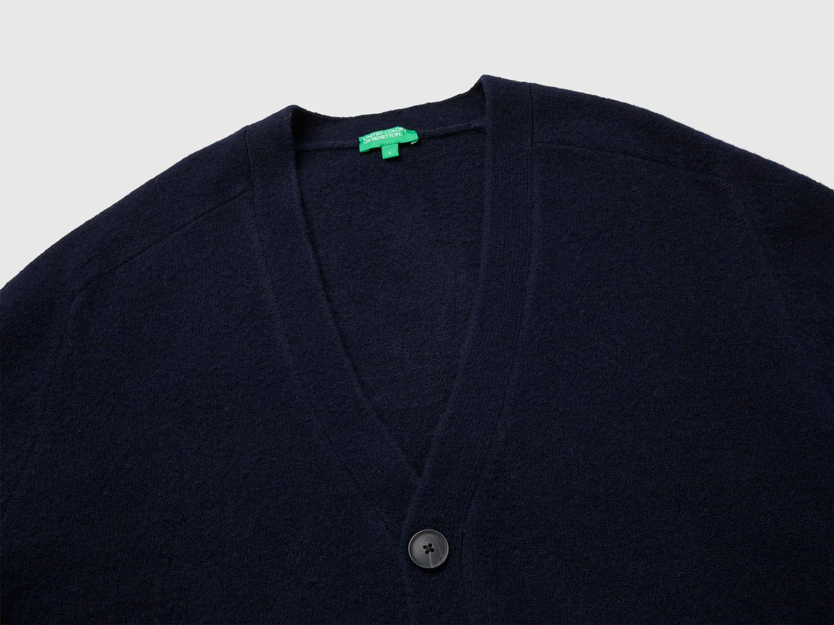 Cardigan over fit in misto lana