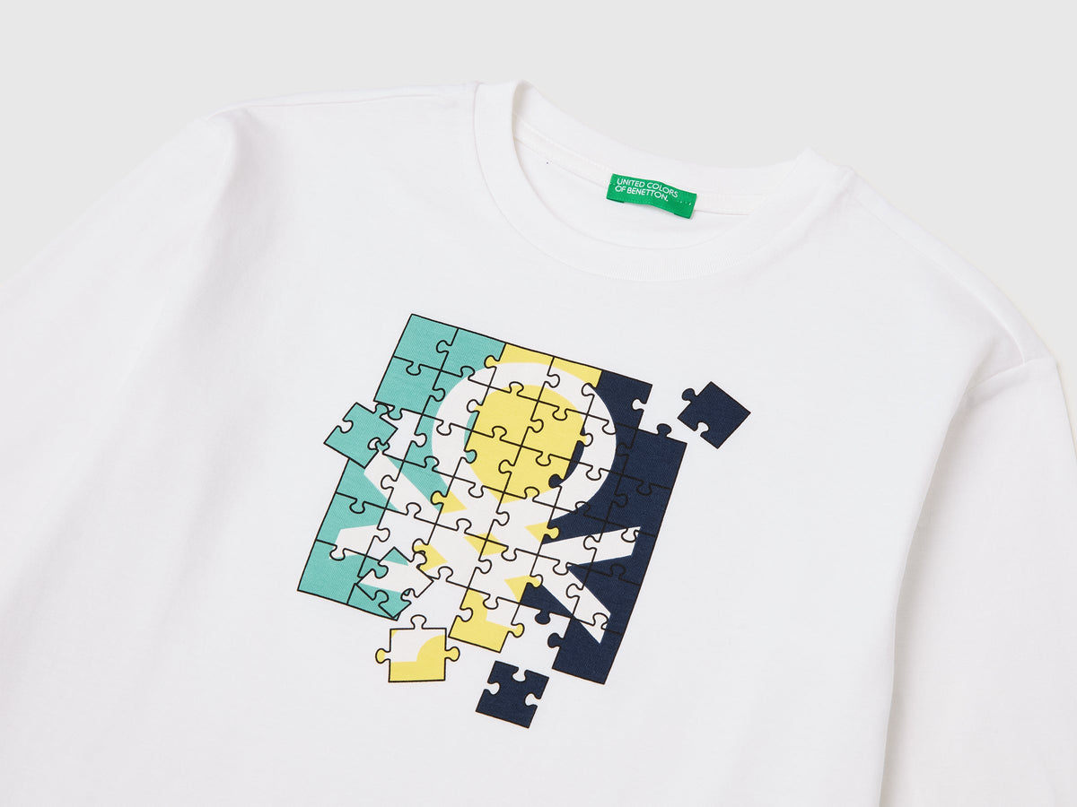 T-shirt con stampa logo in cotone bio