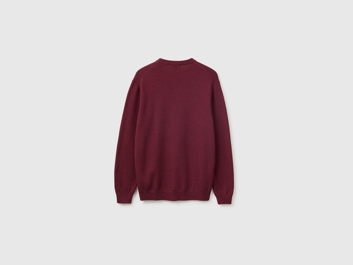 Maglia bordeaux in pura lana Merino