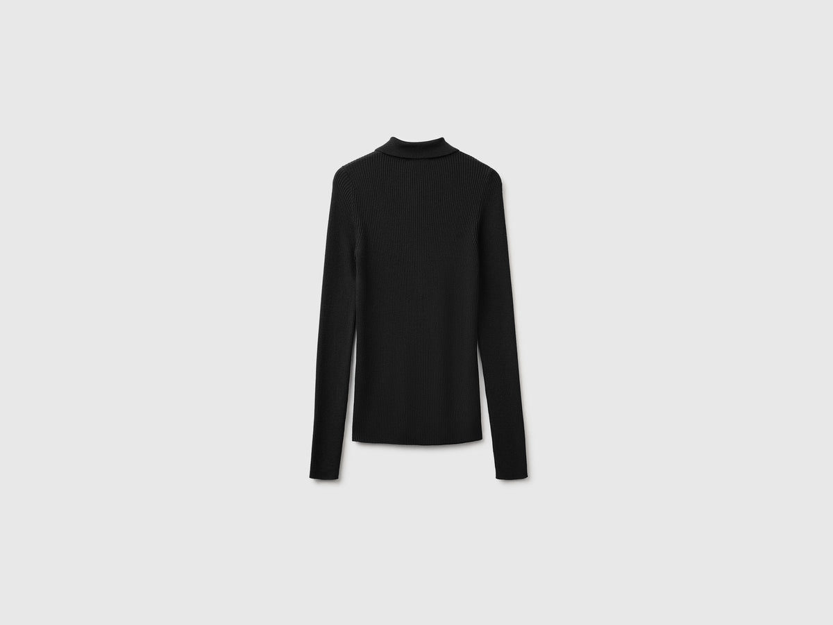 Polo in maglia di misto seta e lana
