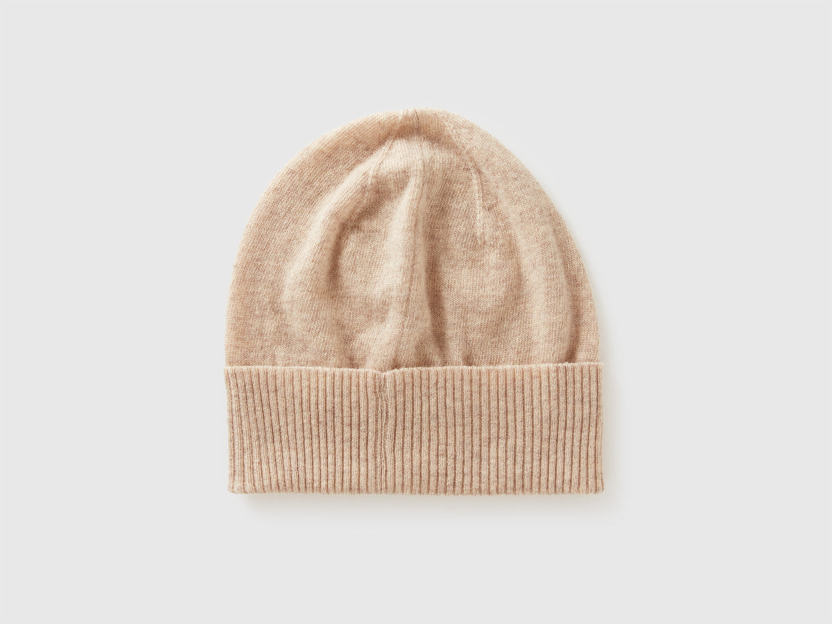Cappello beige in pura lana Merino