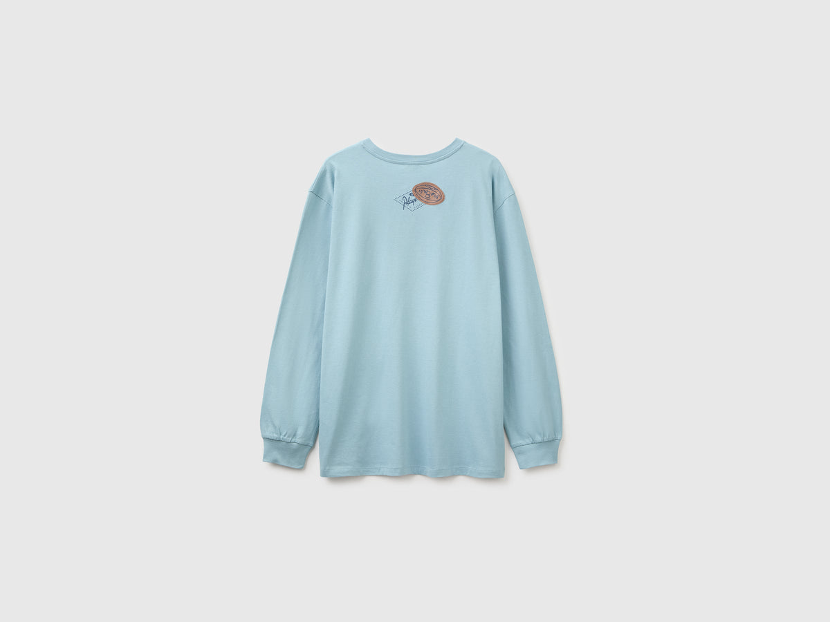 T-shirt con stampa e patch 100% cotone bio