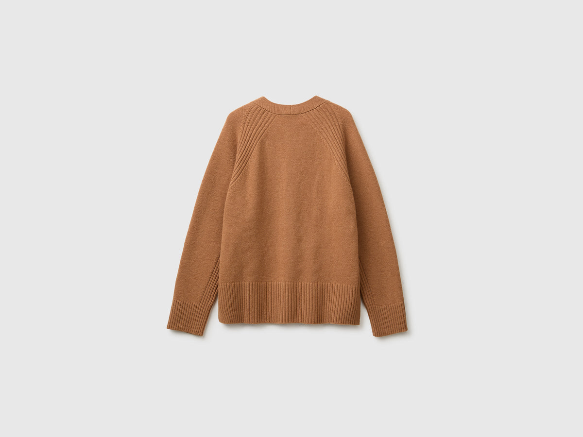 Cardigan over fit in misto lana