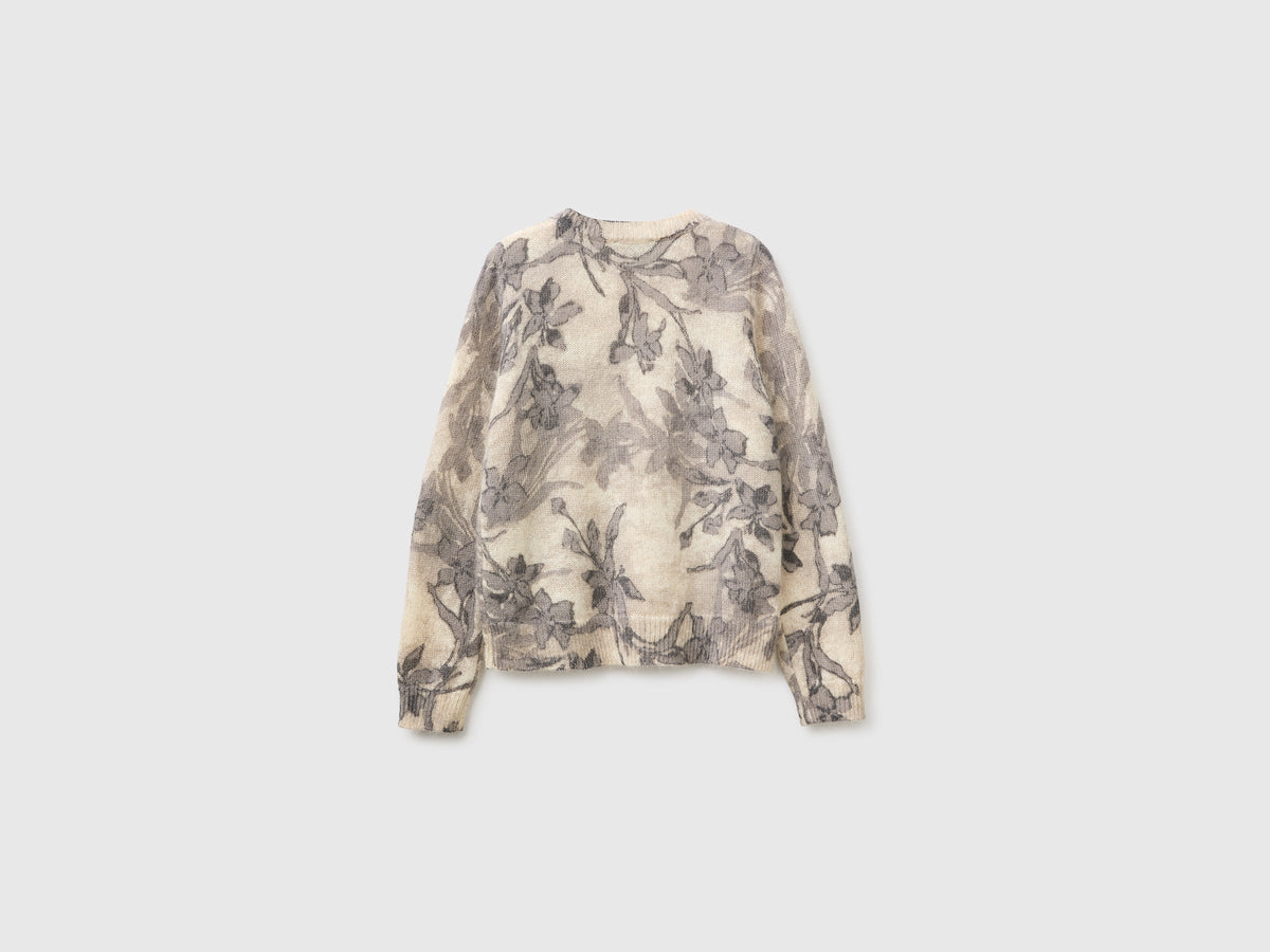 Maglia a fiori in misto mohair e lana