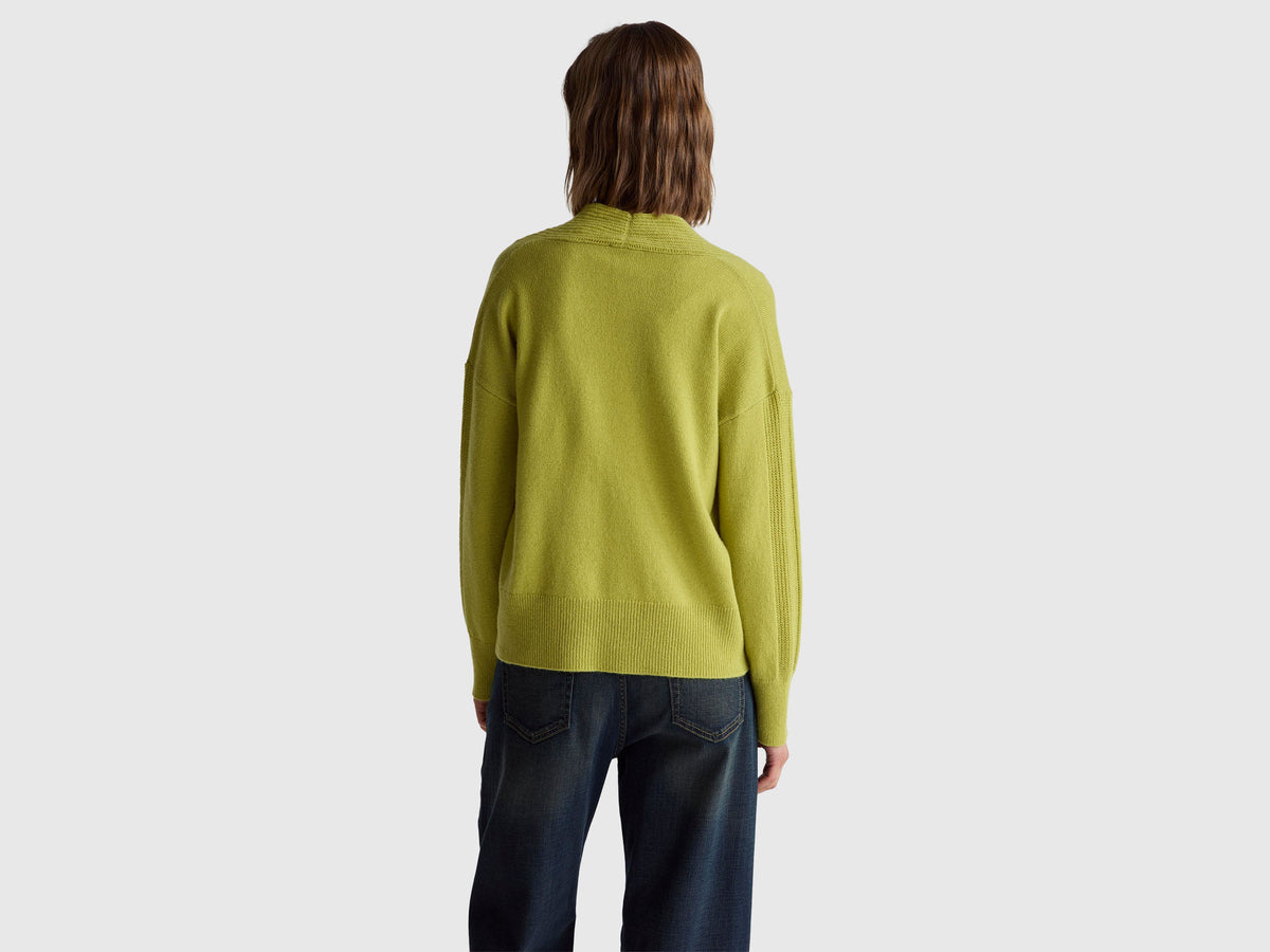 Maglione scollo a V 100% lana