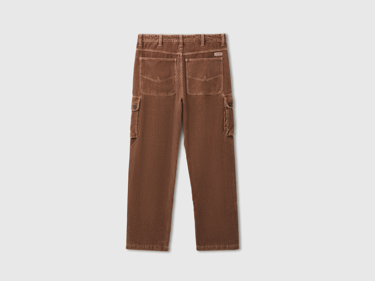 Pantaloni cargo in velluto a coste effetto used