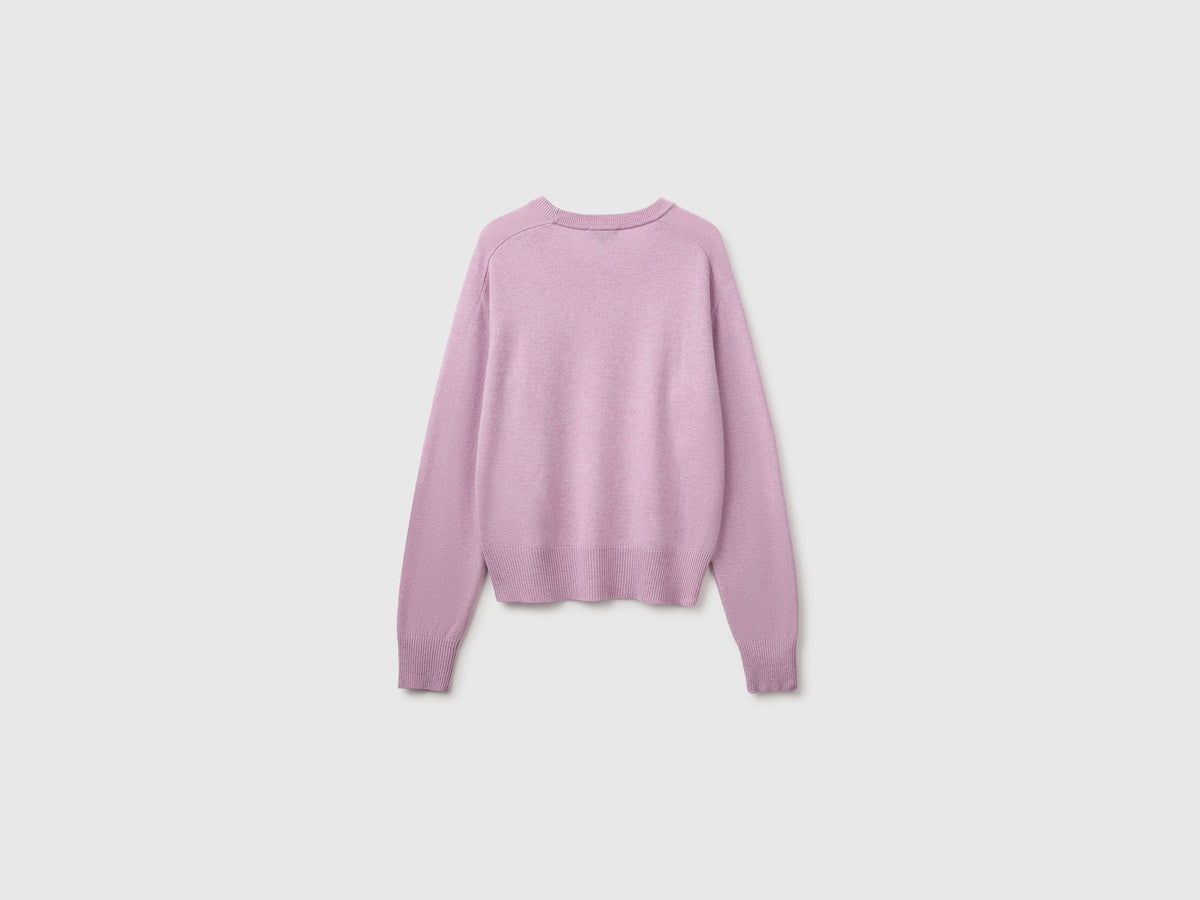 Maglia girocollo in misto cashmere
