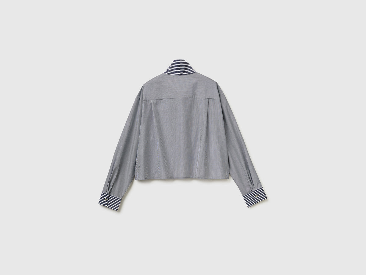 Camicia crop a righe con fiocco