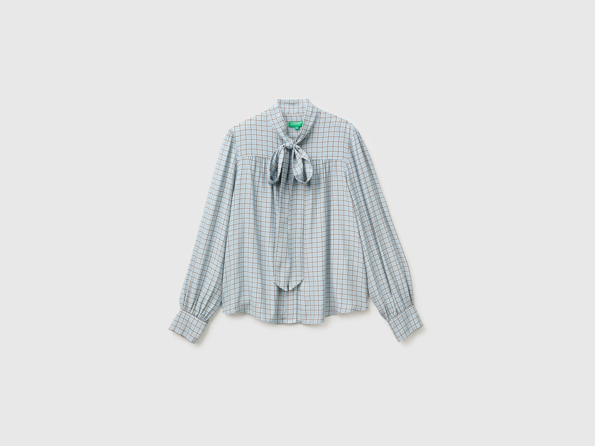 Blusa a quadretti vichy con fiocco