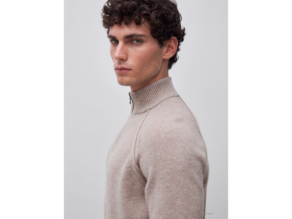Maglia zippata 100% lana Merino