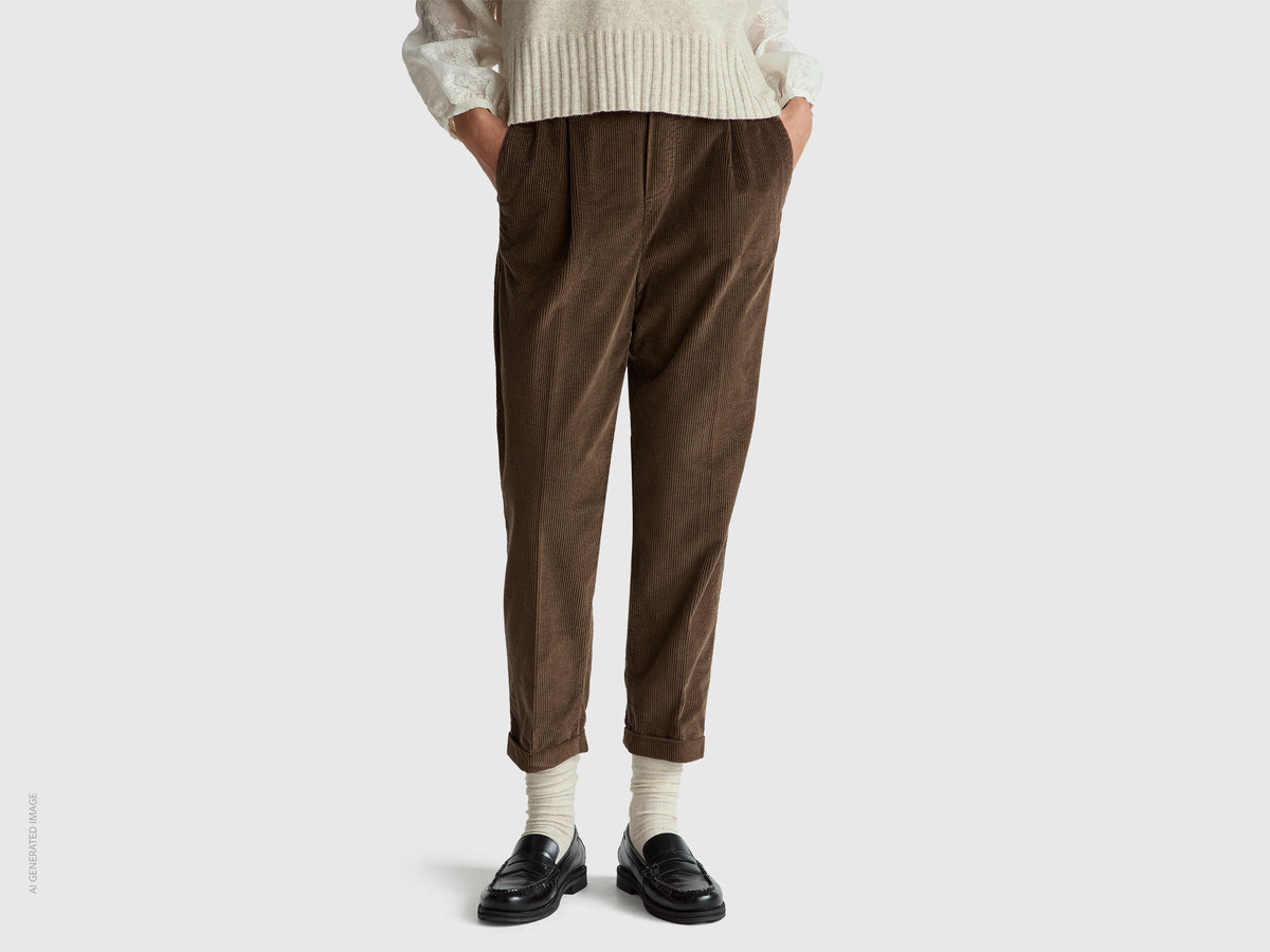 Chino in velluto con vita elasticizzata