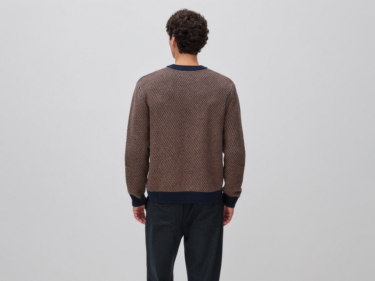 Maglia jacquard in misto lana e cotone