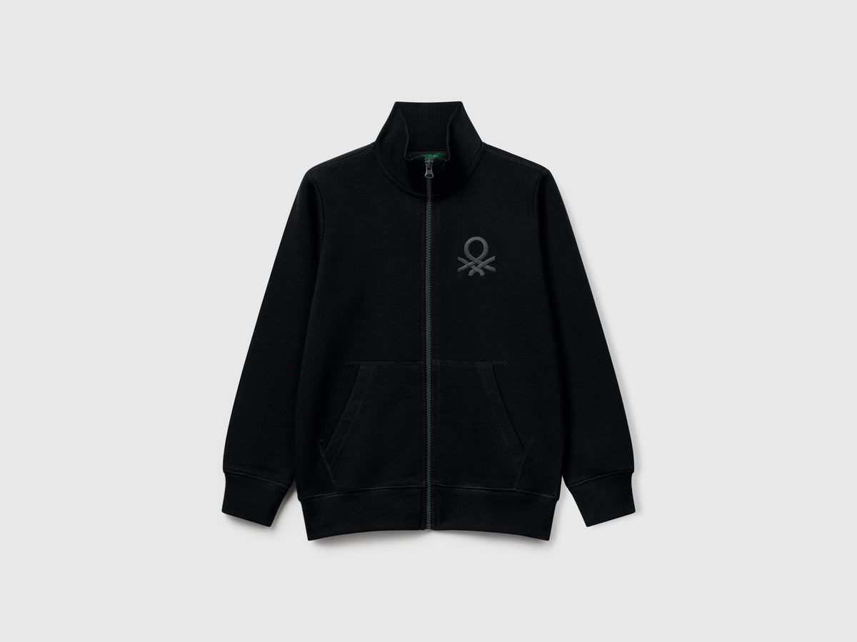 Felpa con zip in puro cotone