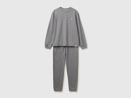 Pigiama lungo con logo in cotone stretch