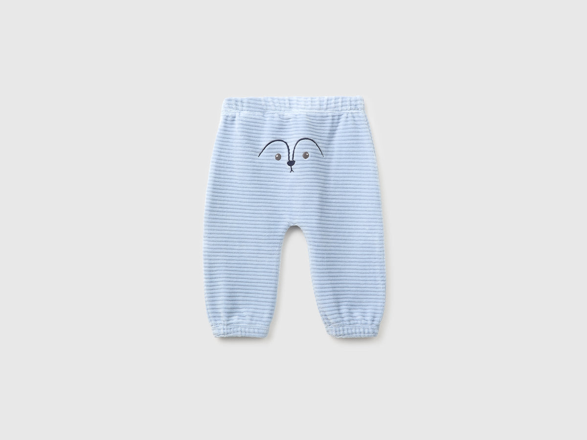 Pantaloni in ciniglia con ricamo dietro