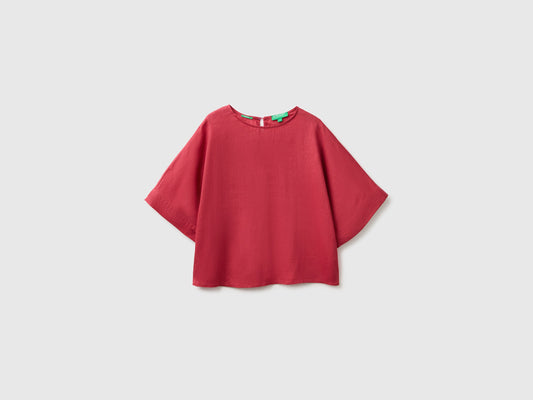 Blusa girocollo in puro lino