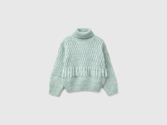 Maglia con frange in misto lana