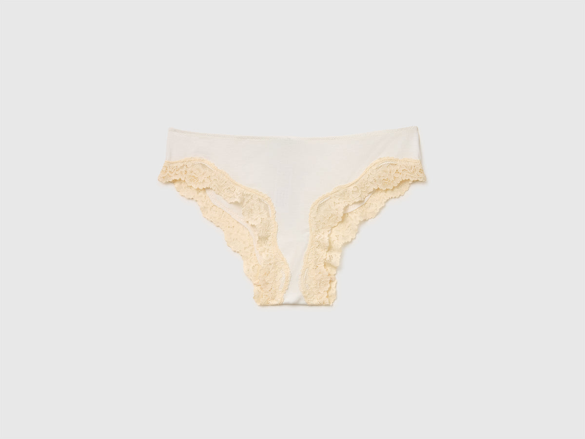 Slip classico in misto seta con pizzo